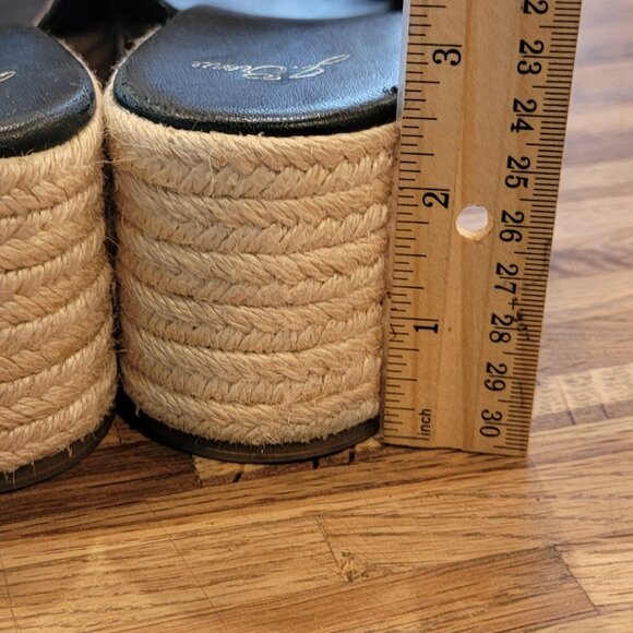 J.Crew Black Leather Platform Espadrille Sandal/Slide Style #AN868 - Picture 10 of 14